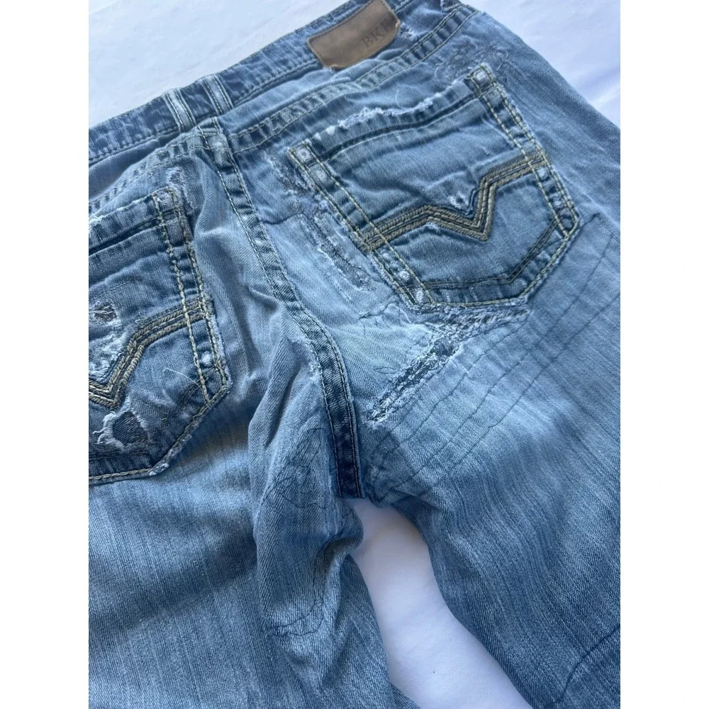 BKE Tyler Straight Leg Distressed Medium Wash Mens Denim Jeans 32R